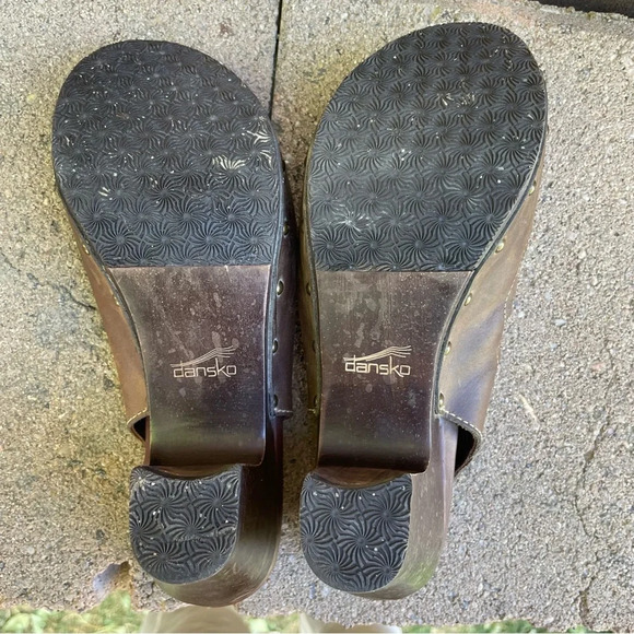 DANKSO Women’s Brown Leather Open Toe Platform Chunky Heel Size 37 - Picture 9 of 11